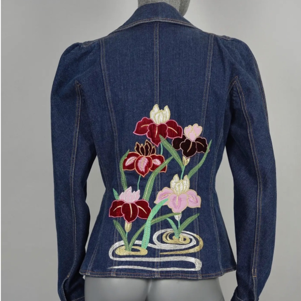 CHRISTIAN DIOR BOUTIQUE Embroidered Heart Pocket Denim Jacket - Picture 7 of 16